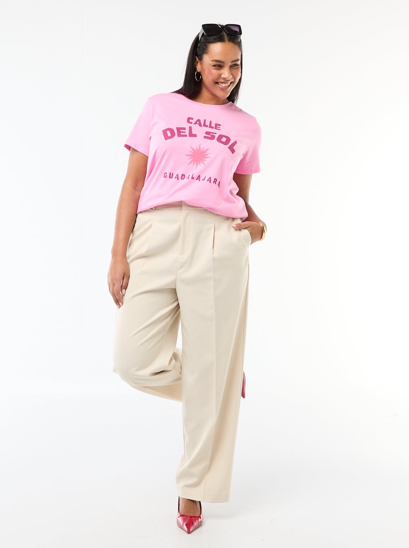 T-shirt met korte mouw en print Rose - Kiabi