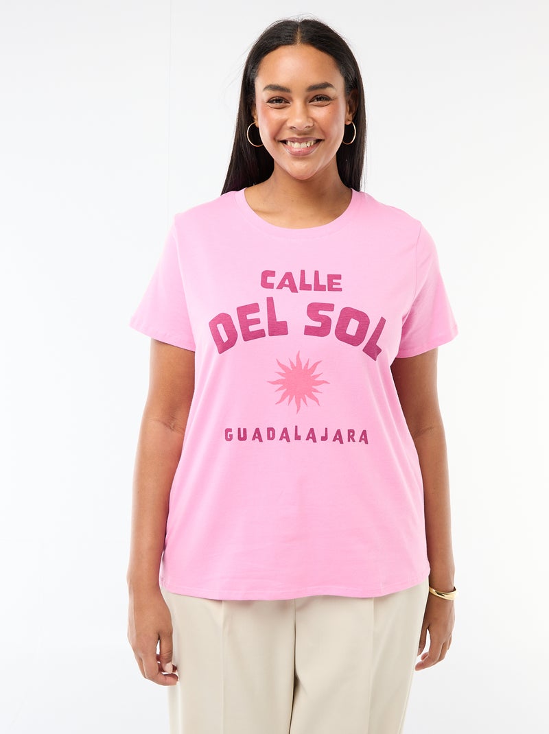 T-shirt met korte mouw en print Rose - Kiabi