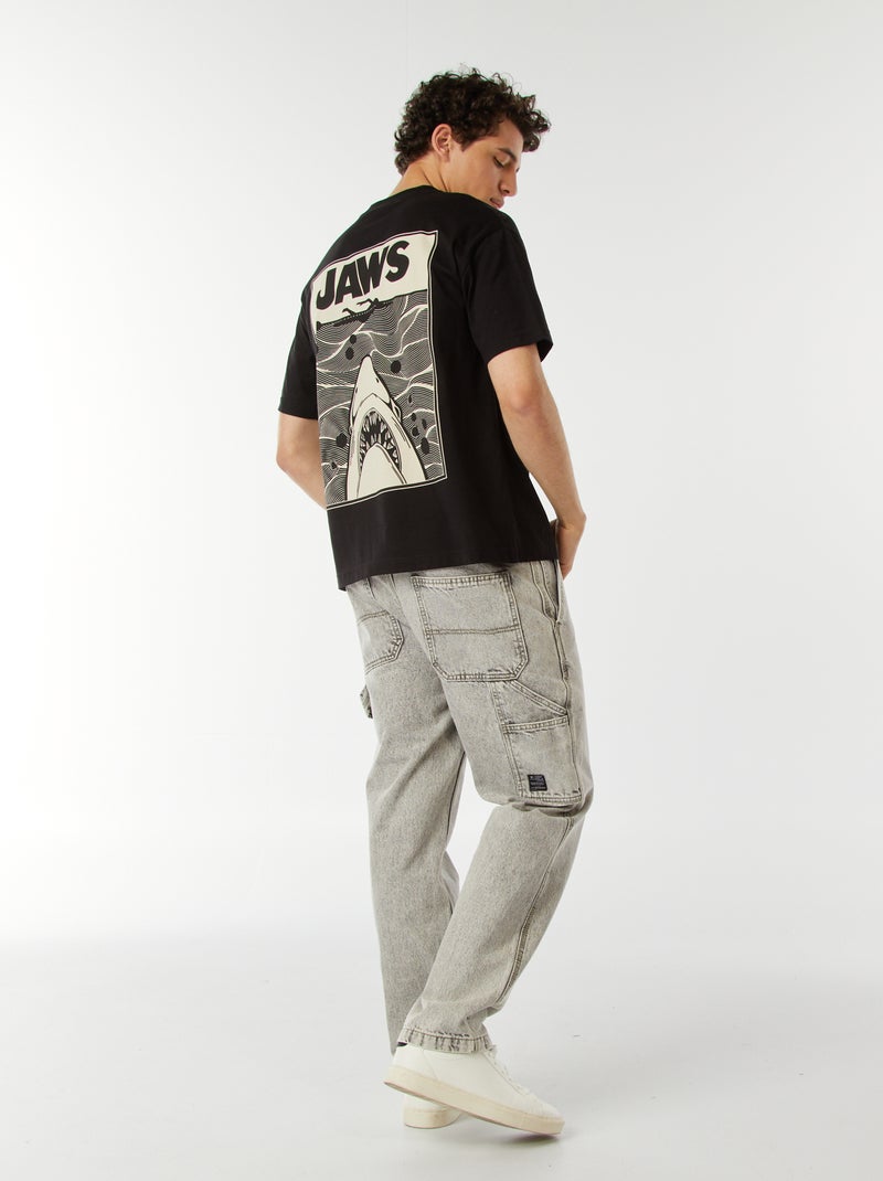 T-shirt met korte mouw en print uit de film 'Jaws' ZWART - Kiabi