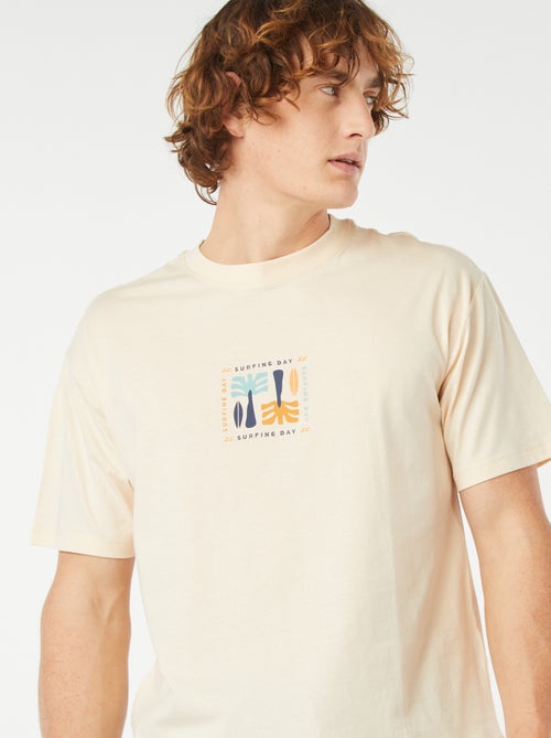 T-shirt met korte mouw en print voor en achter - Kiabi