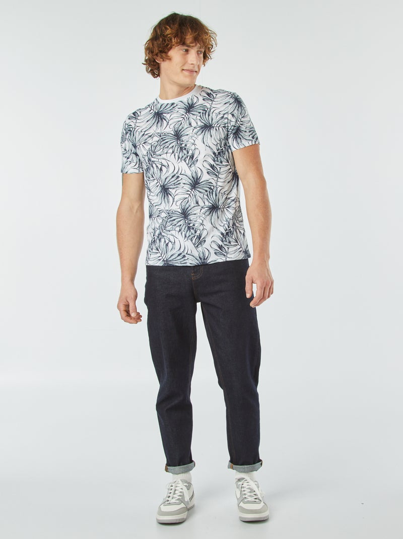 T-shirt met korte mouw en print WIT - Kiabi