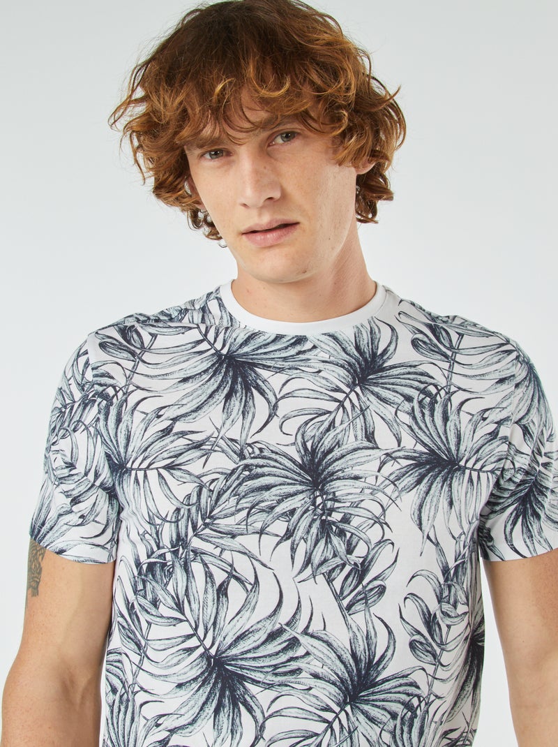 T-shirt met korte mouw en print WIT - Kiabi