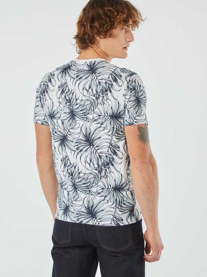 T-shirt met korte mouw en print WIT - Kiabi