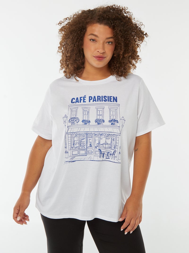 T-shirt met korte mouw en print Wit - Kiabi