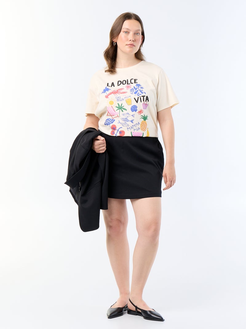 T-shirt met korte mouw en print Wit - Kiabi