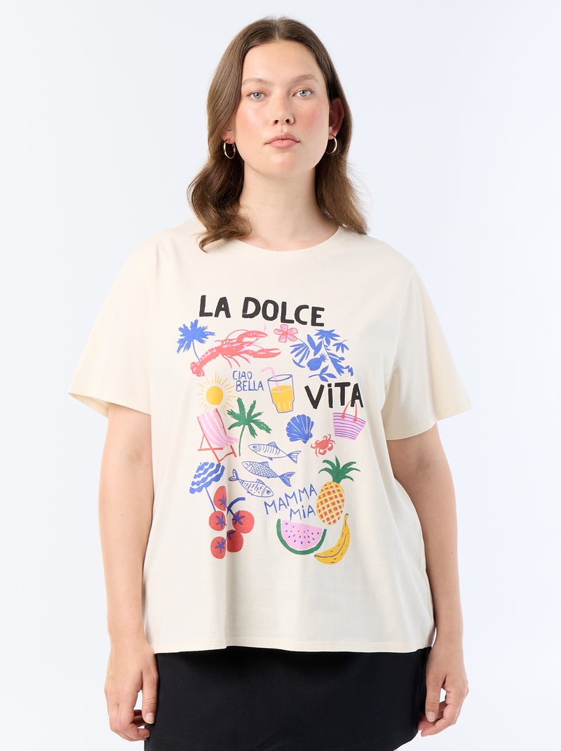 T-shirt met korte mouw en print Wit - Kiabi