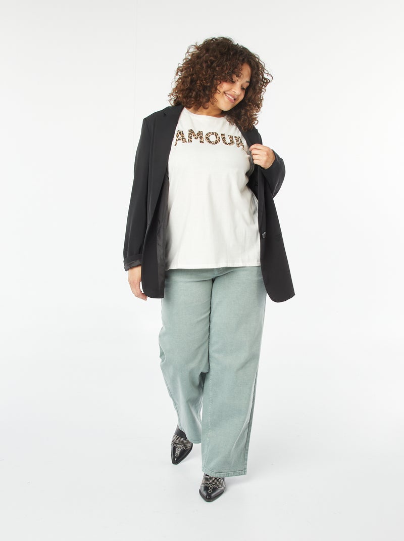 T-shirt met korte mouw en print WIT - Kiabi