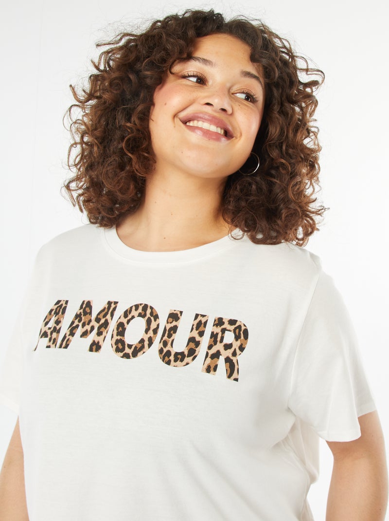 T-shirt met korte mouw en print WIT - Kiabi
