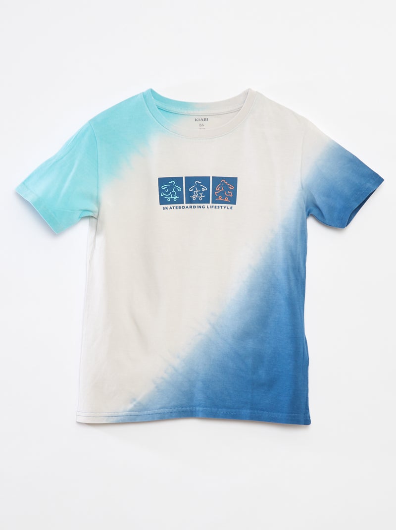 T-shirt met korte mouw en ronde hals Blauw - Kiabi