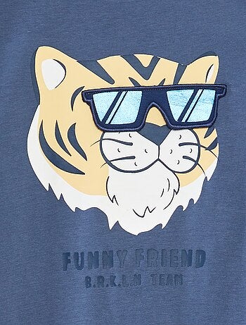 T-shirt met korte mouw en ronde hals met print in reliëf