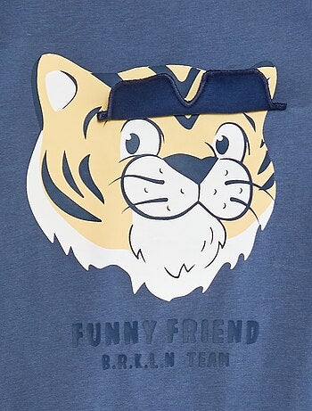 T-shirt met korte mouw en ronde hals met print in reliëf