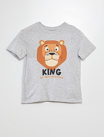 T-shirt met korte mouw en ronde hals met print in reliëf