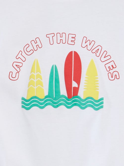 T-shirt met korte mouw en ronde hals met print - Kiabi