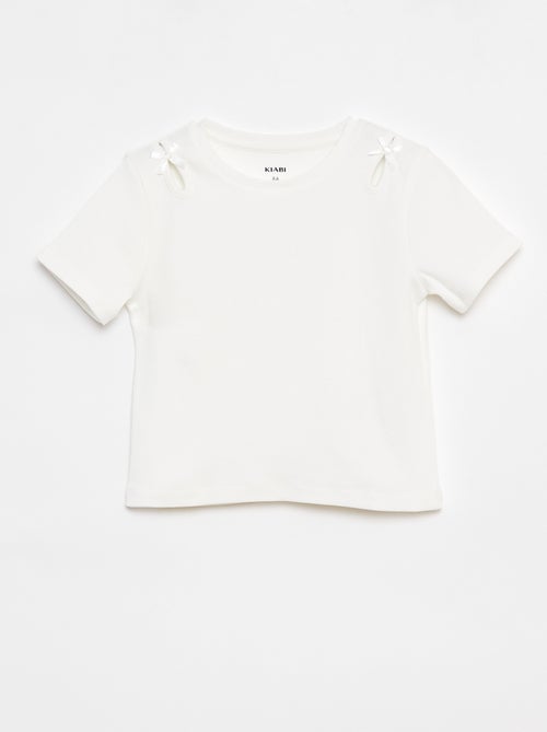T-shirt met korte mouw en sierstrikjes - Kiabi