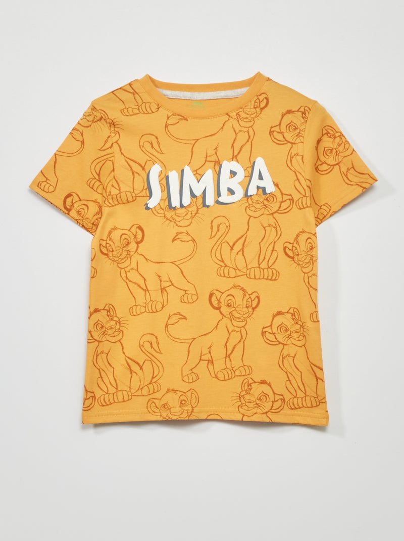 T-shirt met korte mouw en Simba-print GEEL - Kiabi