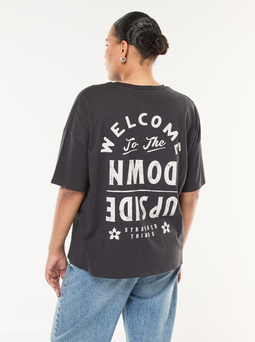 T-shirt met korte mouw en Stranger Things-print voor en achter - Kiabi