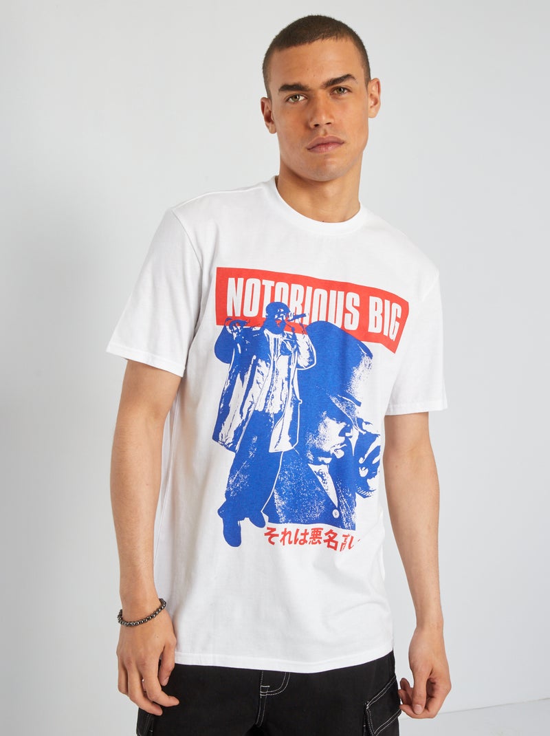 T-shirt met korte mouw en The Notorious Big-print WIT - Kiabi