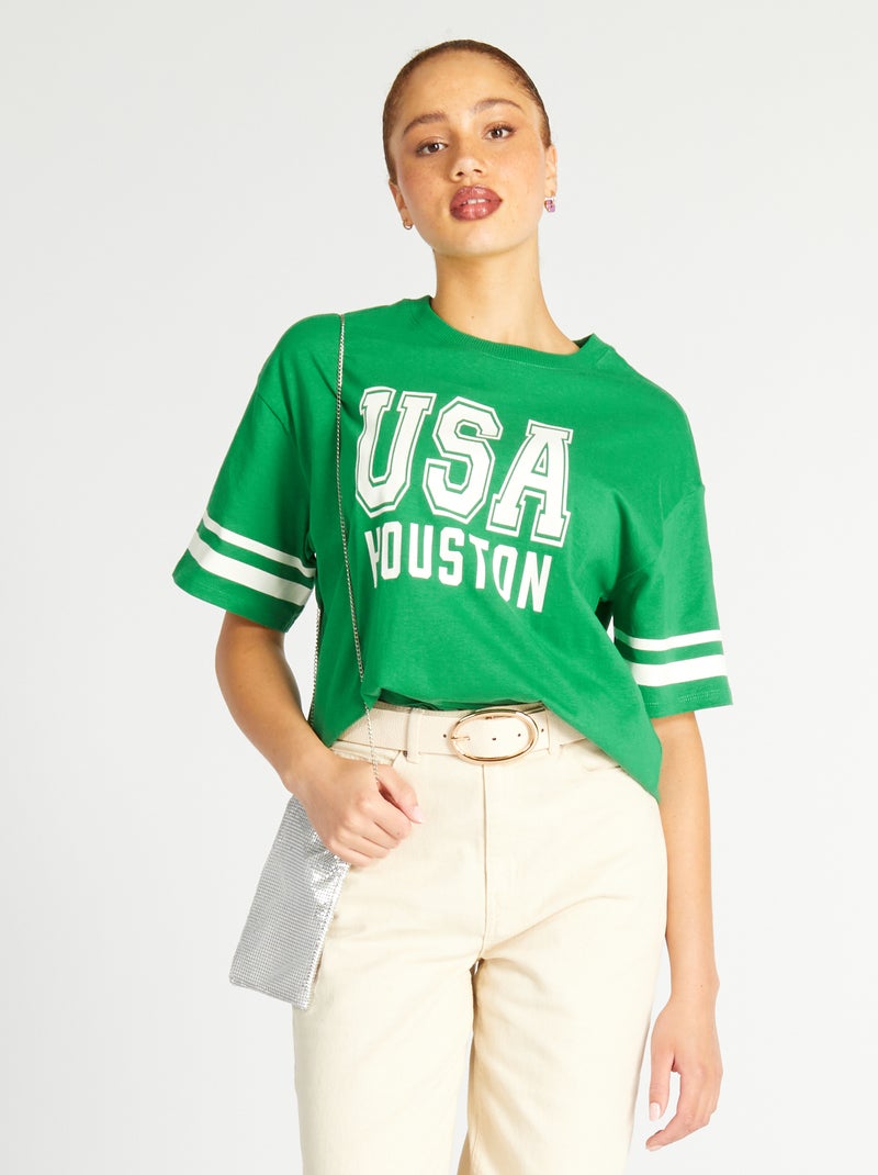 T-shirt met korte mouw 'Houston' GROEN - Kiabi