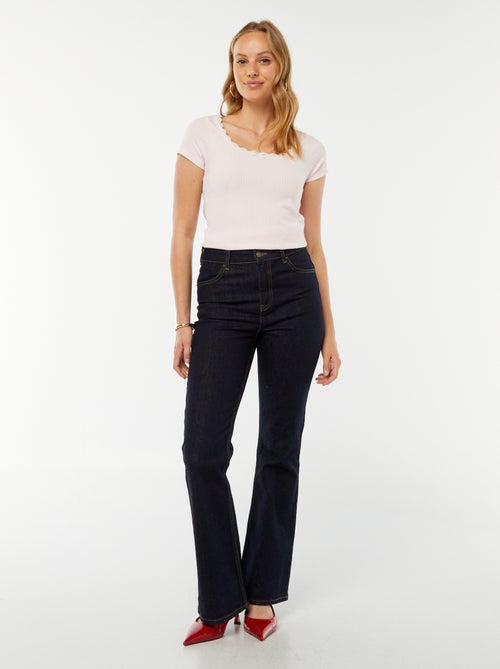 T-shirt met korte mouw met kant en strikje - Kiabi