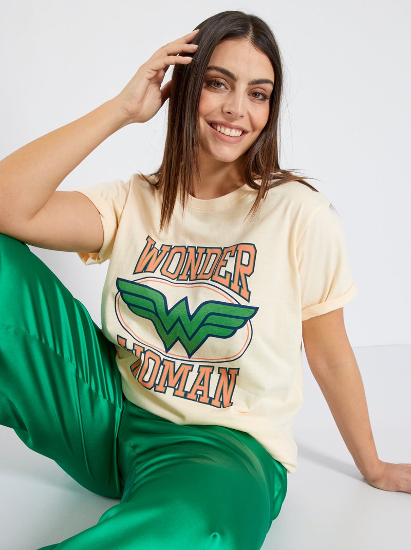 T-shirt met korte mouw met print BIEGE - Kiabi