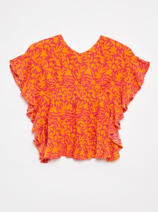 T-shirt met korte mouw met ruches