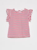 T-shirt met korte mouw met ruches WIT - Kiabi