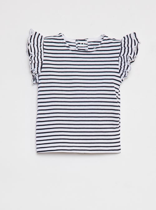 T-shirt met korte mouw met ruches - Kiabi