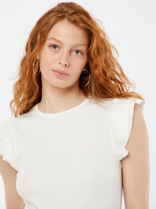 T-shirt met korte mouw met ruches - Kiabi