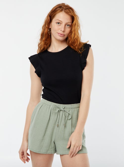 T-shirt met korte mouw met ruches - Kiabi