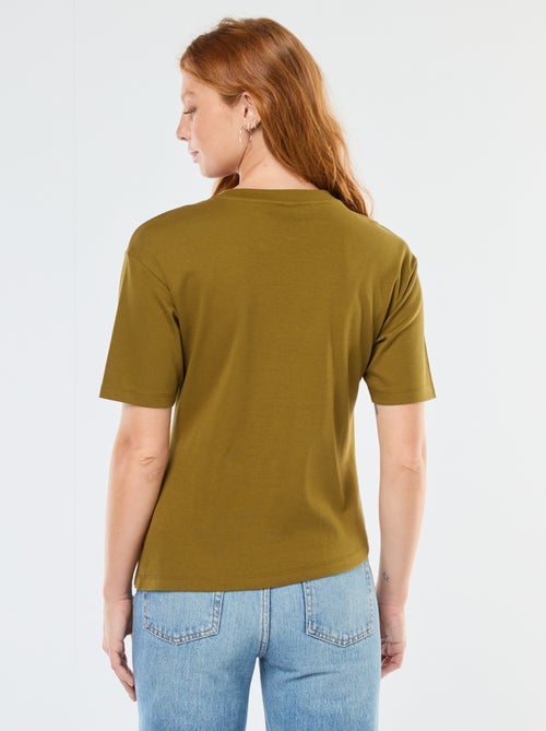 T-shirt met korte mouw met sieraaddetail en gedraaid effect - Kiabi