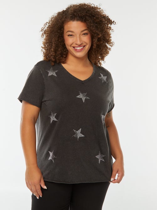 T-shirt met korte mouw met sterretjes in strass - Kiabi
