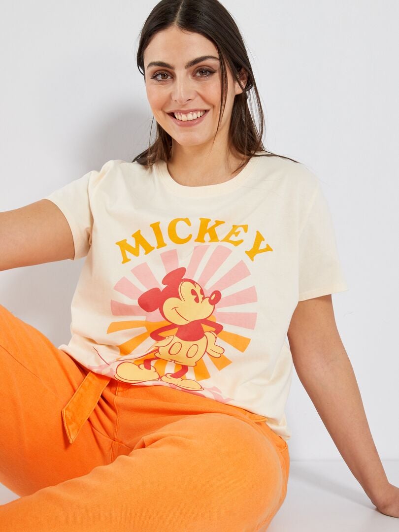T-shirt met korte mouw 'Mickey' BEIGE - Kiabi