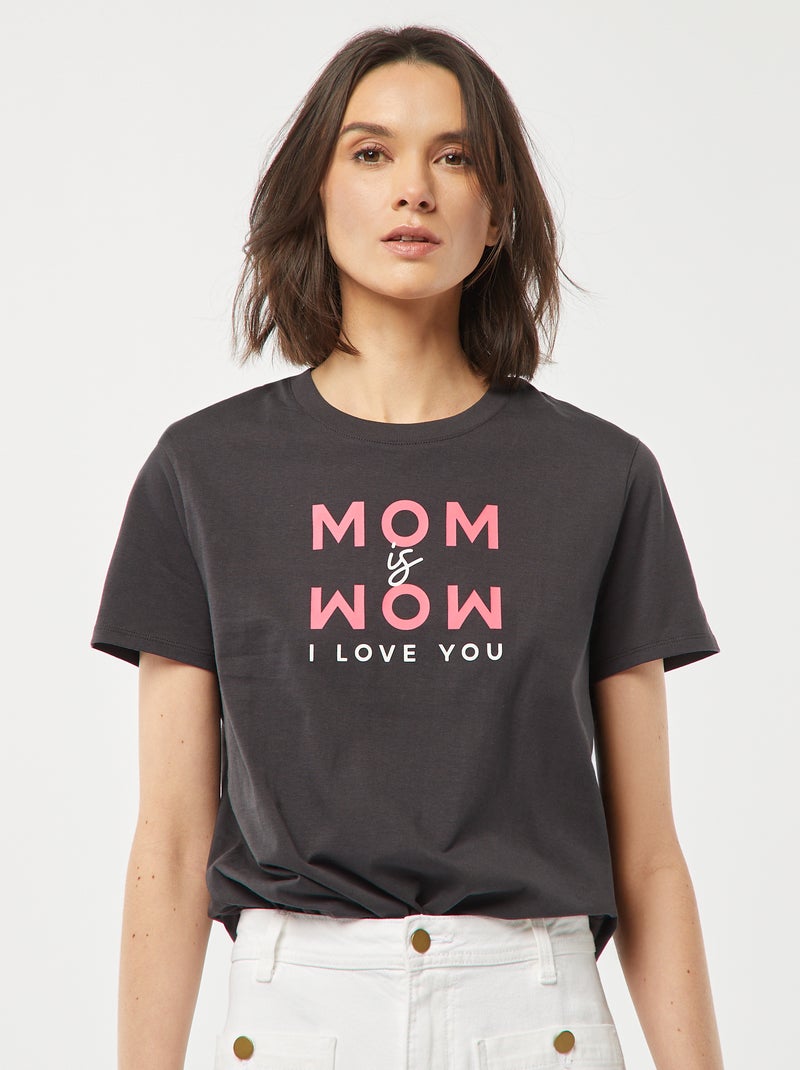 T-shirt met korte mouw | 'Moederdag' GRIJS - Kiabi