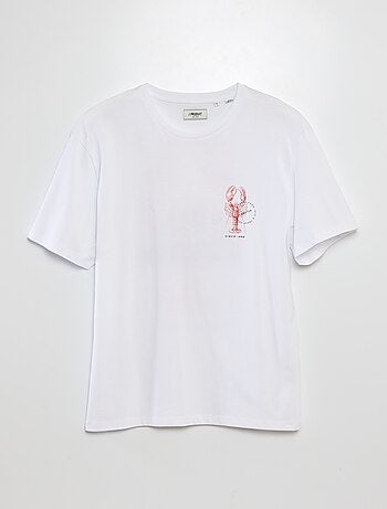 T-shirt met korte mouw, ronde hals en print op de rug | 'Produkt'