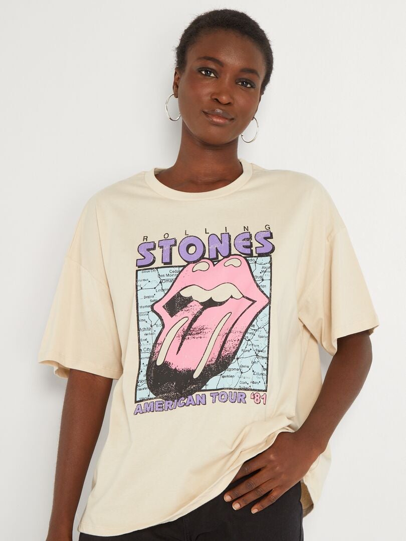 T-shirt met korte mouw 'The Rolling Stones' beige - Kiabi
