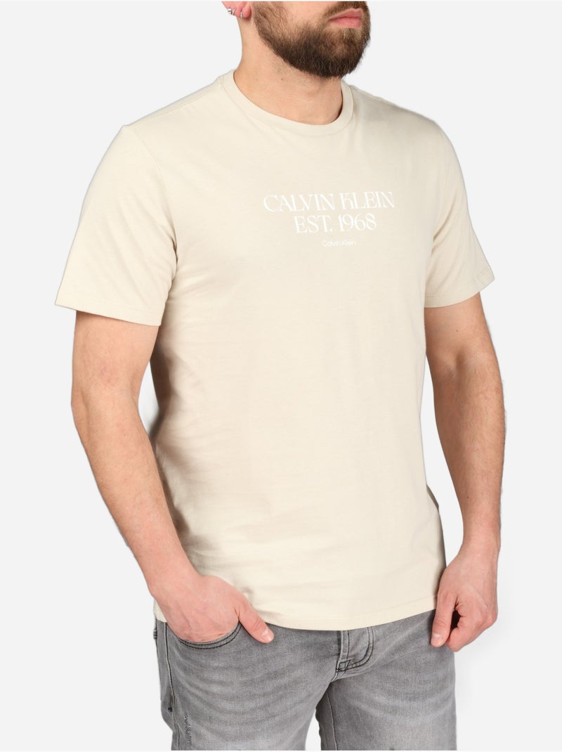 T-shirt met korte mouwen - Calvin Klein Beige - Kiabi