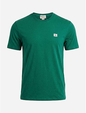 Calvin klein jeans heren t-shirt kaki met badge l4g