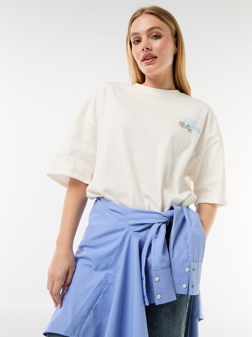 T-shirt met korte mouwen, aan twee kanten bedrukt - Kiabi