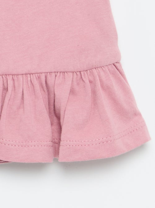 T-shirt met korte mouwen, borduursels en gerimpelde onderkant - Kiabi