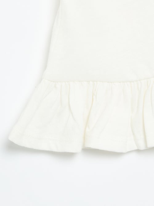T-shirt met korte mouwen, borduursels en gerimpelde onderkant - Kiabi