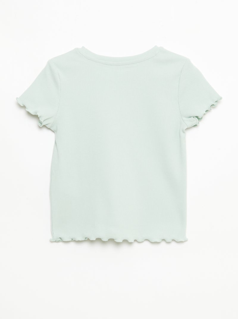 T-shirt met korte mouwen en ajourdetails Groen - Kiabi