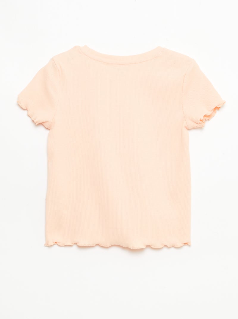 T-shirt met korte mouwen en ajourdetails Oranje - Kiabi