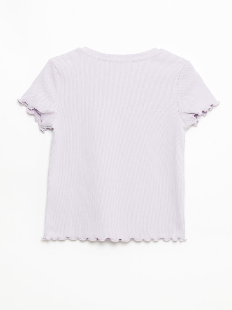 T-shirt met korte mouwen en ajourdetails Paars - Kiabi