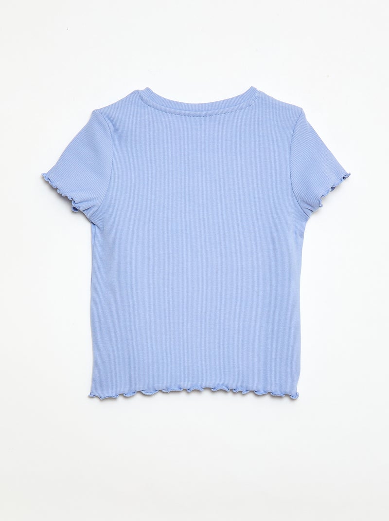 T-shirt met korte mouwen en ajouré-details Blauw - Kiabi