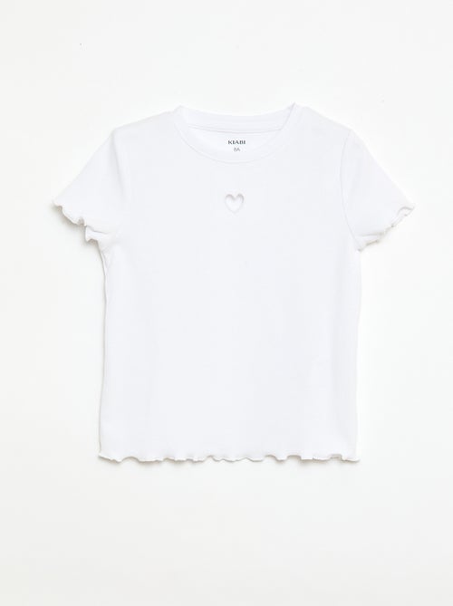 T-shirt met korte mouwen en ajouré-details - Kiabi