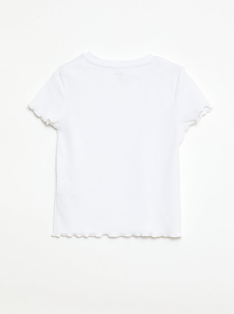 T-shirt met korte mouwen en ajouré-details Wit - Kiabi
