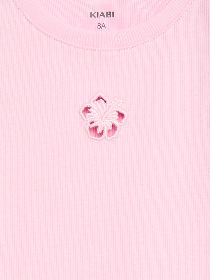 T-shirt met korte mouwen en ajouré-vorm Rose - Kiabi