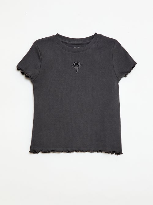 T-shirt met korte mouwen en ajourpatroon - Kiabi