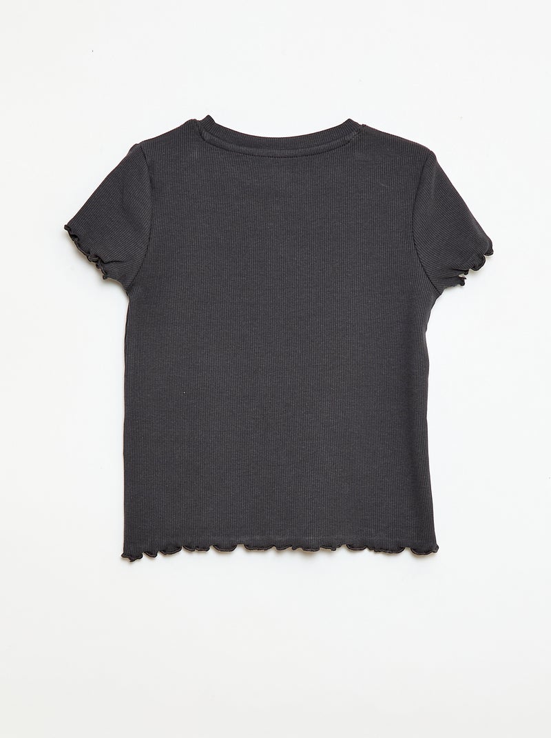 T-shirt met korte mouwen en ajourpatroon Zwart - Kiabi