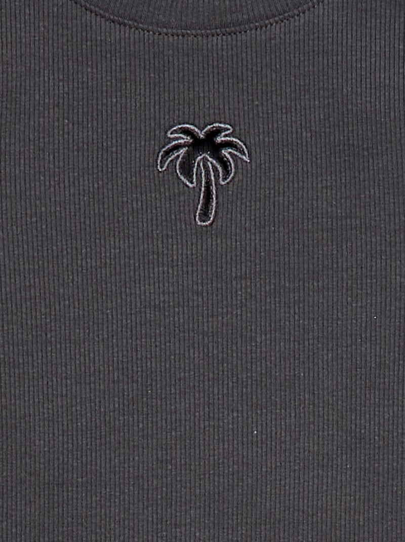 T-shirt met korte mouwen en ajourpatroon Zwart - Kiabi